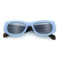 thumbnail image 1 of Womens Squared Rectangle Frost Matte Thick Temple Plastic Mod Sunglasses Blue - Black, 1 of 8