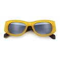 thumbnail image 1 of Womens Squared Rectangle Frost Matte Thick Temple Plastic Mod Sunglasses Yellow - Black, 1 of 8