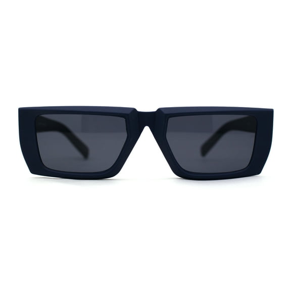 Womens Squared Rectangle Mod Plastic Retro Sunglasses Navy Black