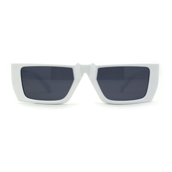 Womens Squared Rectangle Mod Plastic Retro Sunglasses White Black
