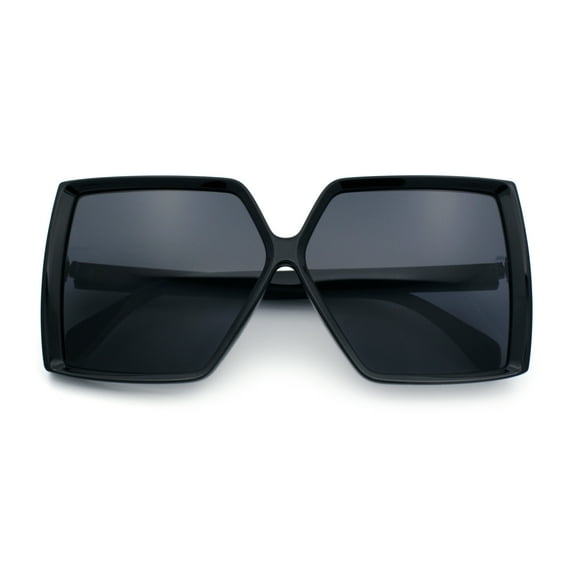Womens Squared Rectangle Thick Plastic Butterfly Chic Fashion Sunglasses All Black