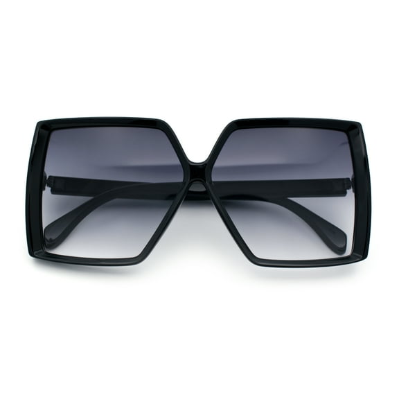 Womens Squared Rectangle Thick Plastic Butterfly Chic Fashion Sunglasses Black - Smoke