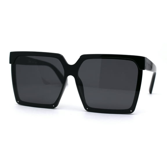 Womens Squared Rectangular Butterfly Fashion Plastic Sunglasses All Black