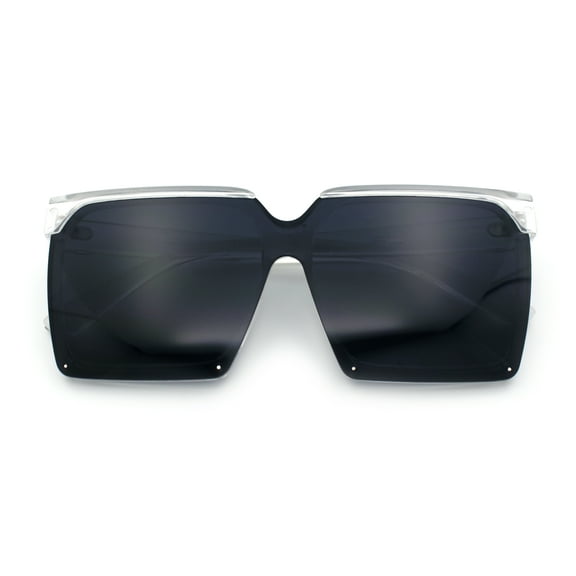 Womens Squared Rectangular Butterfly Fashion Plastic Sunglasses Clear - Black