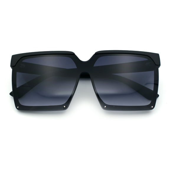 Womens Squared Rectangular Butterfly Fashion Plastic Sunglasses Matte Black - Smoke