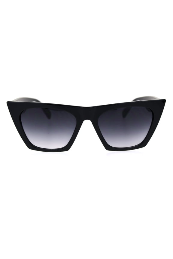 Womens Squared Rectangular Cat Eye Goth Diva Sunglasses Black Smoke