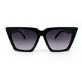 thumbnail image 1 of Womens Squared Rectangular Cat Eye Gothic Plastic Sunglasses Black Smoke, 1 of 4