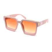 Womens Squared Thick Plastic Mob Luxury Rectangular Mafia Sunglasses Pink Orange