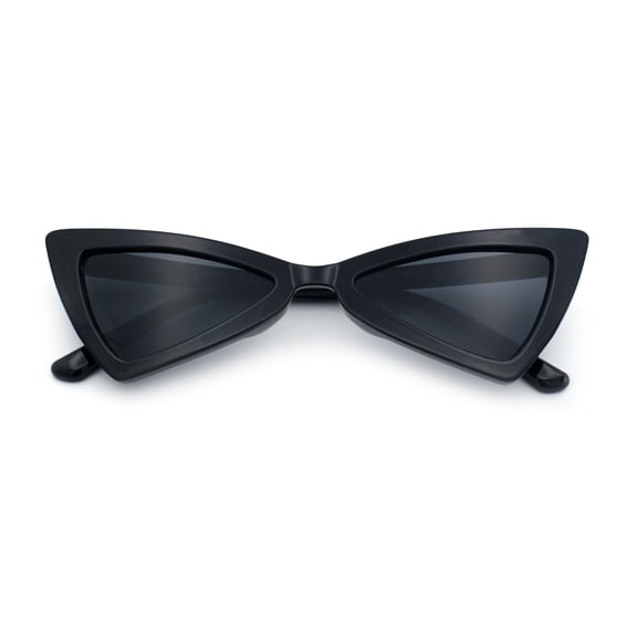 Womens Squared Triangle Gothic Retro Cat Eye Plastic 20s Sunglasses All Black