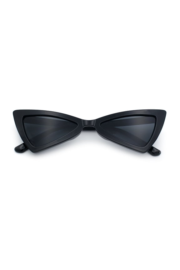 Womens Squared Triangle Gothic Retro Cat Eye Plastic 20s Sunglasses All Black