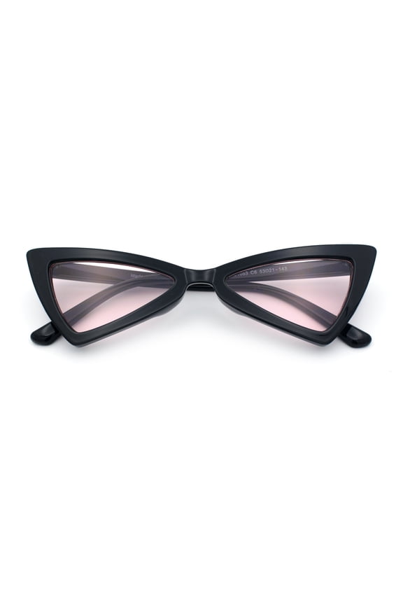 Womens Squared Triangle Gothic Retro Cat Eye Plastic 20s Sunglasses Black - Pink