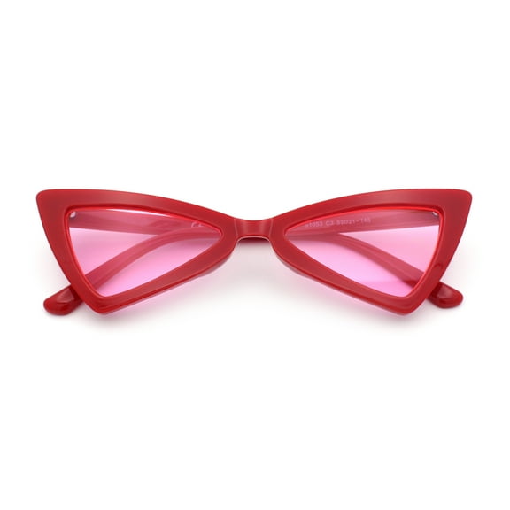 Womens Squared Triangle Gothic Retro Cat Eye Plastic 20s Sunglasses Red - Pink