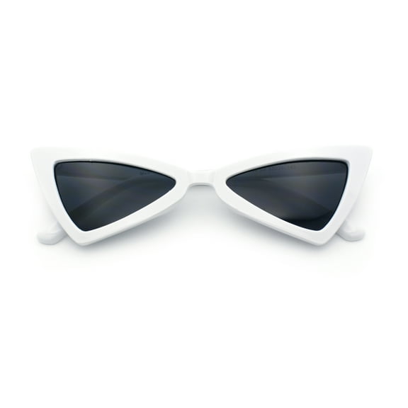 Womens Squared Triangle Gothic Retro Cat Eye Plastic 20s Sunglasses White - Black
