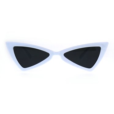 Womens Squared Triangle Gothic Retro Cat Eye Plastic 20s Sunglasses White Black