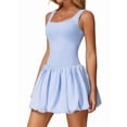 thumbnail image 1 of Womens Squre Neck Sleeveless Workout Golf Athletic Bubble Dresses Build in Shorts with Pockets Light Blue XL, 1 of 7