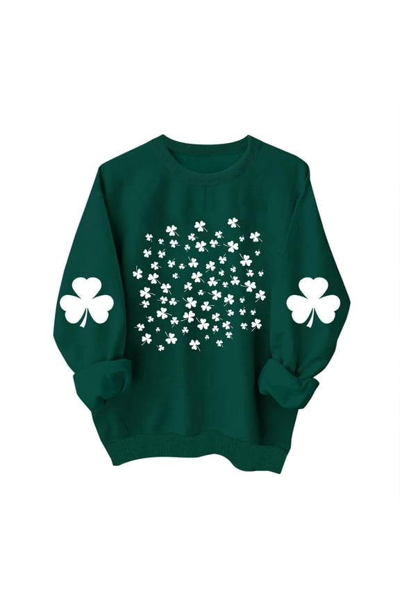 Womens St. Patrick'S Day Sweater Cute Heart Shaped Irish Pattern Loose Comfort Gifts for Women,Dark Green,2XL