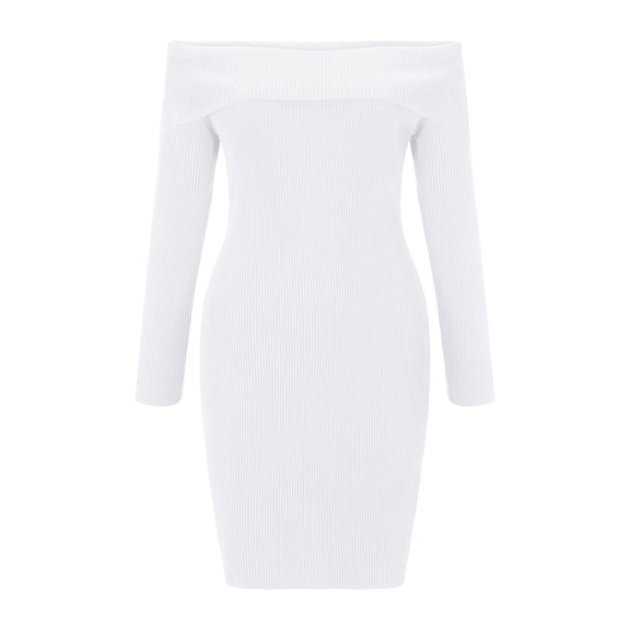 Womens St. Patrick's Day Knit Dress,Solid Color Off-the-Shoulder & Long Sleeve Stretchy Slim-Fit Bodycon Pullover,Festive Outfit,Size:XL