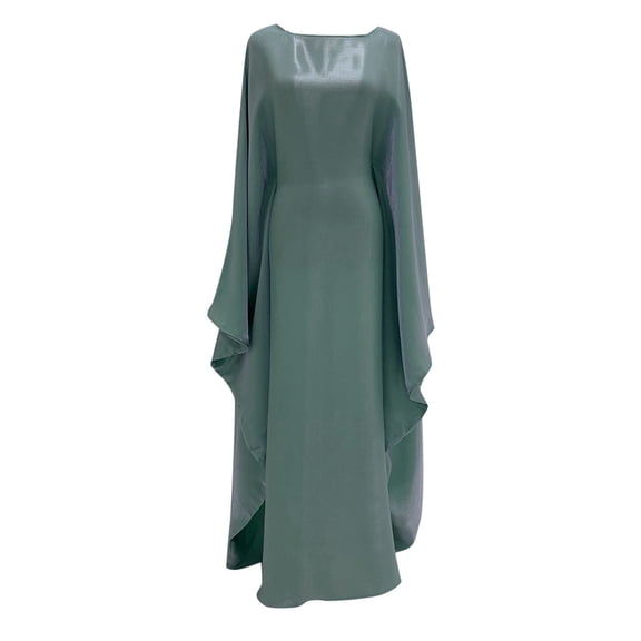 Womens St. Patrick's Day Party Dress,Soft Fabric & Round Neck Long Sleeve Waist-Cinching Design Gown, Festive Gathering Outfit,Size:L