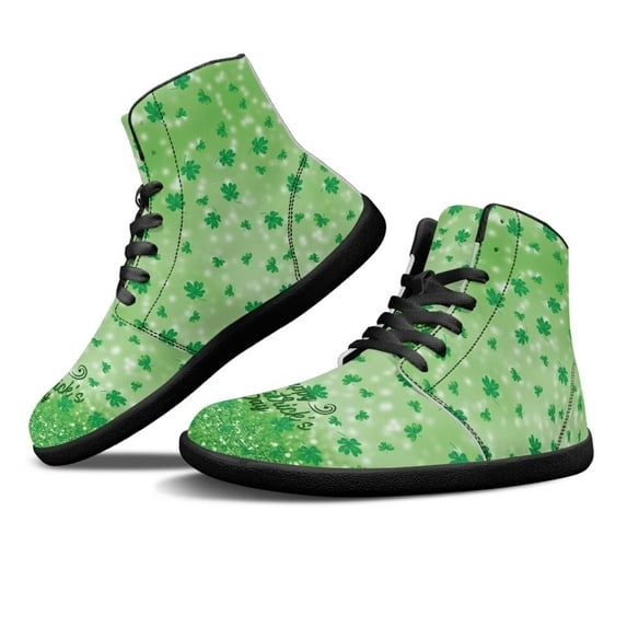 Womens St. Patrick's Day Tennis Shoes PU Leather Sneakers Casual Walking Shoes High Top Sneakers Lace up Fashion Suede Shoes for Women