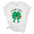 thumbnail image 1 of Womens St. Patrick's Day Tshirt Funny So Luckin Boujee Short Sleeve T-shirt -White-xxxl, 1 of 1