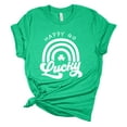 thumbnail image 1 of Womens St. Patrick's Day Tshirt Happy Go Lucky Irish Short Sleeve T-shirt-Heather Kelly Green-large, 1 of 1