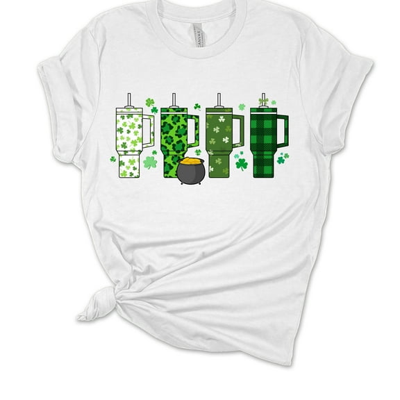 Womens St. Patrick's Day Tshirt Saint Paddys Day Tublers Short Sleeve T-shirt-White-medium