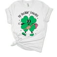thumbnail image 1 of Womens St. Patrick's Day Tshirt So Luckin Boujee Clover With Tumbler Short Sleeve T-shirt-White-xl, 1 of 1