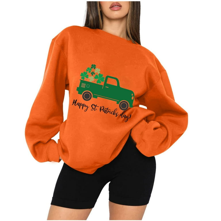 St. Patrick's Day Sweatshirt For Women Long Sleeve Crew Neck Trendy Printed  Graphic Tees Pullover Tunic Tops 