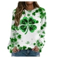 thumbnail image 1 of Womens St Patricks Day Shirt Dog Paw Print Long Sleeve Shirt Shamrock Crewneck Sweatshirt Irish Green Top Casual Loose Pullover, 1 of 4