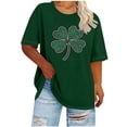 thumbnail image 1 of Womens St Patricks Day Shirt Four Leaf Clover T-Shirt Summer Casual Short Sleeve Loose Tees Plus Size Tops for Curvy Women, 1 of 4