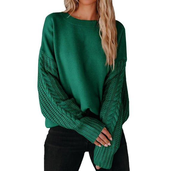 Womens St Patricks Day Sweatshirt, Oversized Crewneck Knit Sweater - Long Sleeve Drop Shoulder Solid Color Comfort Pullover Top For St Patricks Day,Size:M