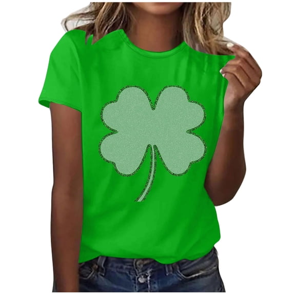 Womens St Patricks Day Tees Festival Printed Graphic Short Sleeve Crew Neck Casual Summer Tshirts Tops (L, Green)
