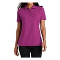 thumbnail image 1 of Womens Stain-Release Cotton/Polyester Polo T-Shirt Boysenberry Pink 3X-Large, 1 of 6