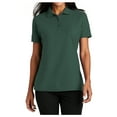 thumbnail image 1 of Womens Stain-Release Cotton/Polyester Polo T-Shirt Dark Green Large, 1 of 6