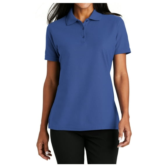 Womens Stain-Release Cotton/Polyester Polo T-Shirt Royal X-Small