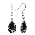 thumbnail image 1 of Womens Stainless Steel Black Stone Teardrop Dangle Earrings, 1 of 4