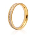thumbnail image 1 of Womens Stainless Steel Geometric Ring with Gold-Plated Artificial Gem Inlay, Simple Style Zircon Series, Circle Image, 1 of 3