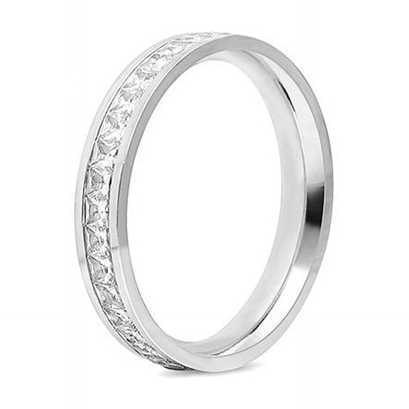 Womens Stainless Steel Geometric Ring with Gold-Plated Artificial Gem Inlay, Simple Style Zircon Series, Circle Image