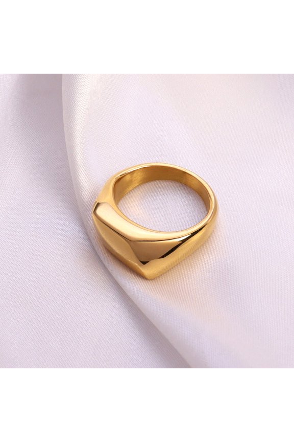 Womens Stainless Steel Gold Ring Fashion OL Letter Number Text Shape Metal Shell Geometry Feather Cow Pattern Antique Ring