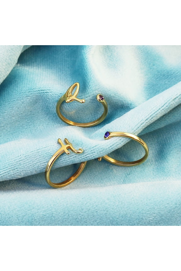 Womens Stainless Steel Initial Letter Ring With Diamond Accent Personalized Fashion Jewelry In Many Colors Now