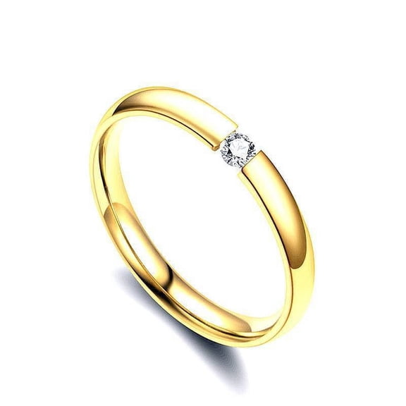 Womens Stainless Steel Ring with Zircon Diamond Inlay Geometric Design Fashion Jewelry High Quality Rings for Women Beautiful Appearance Rings for Her