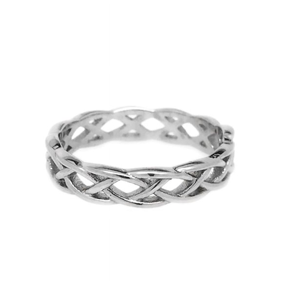 Womens Stainless Steel Silver Celtic Braid Ring Infinity Knot Band (Size 5)