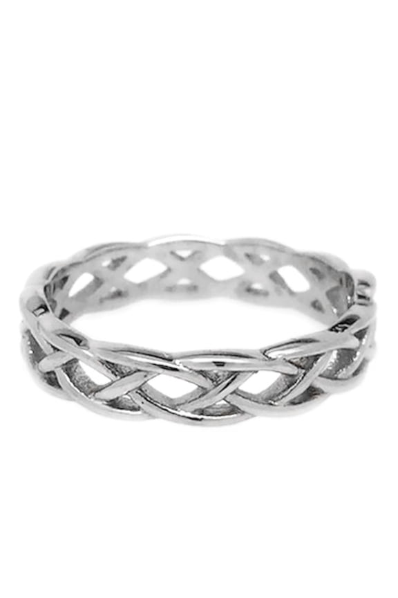 Womens Stainless Steel Silver Celtic Braid Ring Infinity Knot Band (Size 6.5)