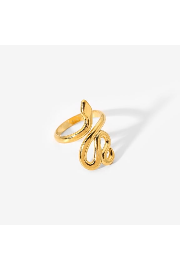 Womens Stainless Steel Snake Ring Open Adjustable Fashion Jewelry Animal Design Statement Piece Accessory For Women