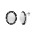 thumbnail image 1 of Womens Stainless Steel Vintage White Glass Stud Earrings, 1 of 4