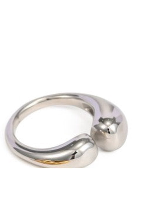 Womens Stainless Steel WaterDrop Ring Adjustable Opening Jewelry Silver Tone Gold Accent Modern Everyday Wear