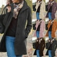 thumbnail image 1 of Womens Stand Collar Mid Length Overcoat Single Breasted Wool Blend Fall Winter Coats with Pockets Button Front Long Sleeves Casual Warm Peacoat, 1 of 7
