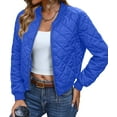 thumbnail image 1 of Womens Stand Collar Quilted Puffer Jacket Padded Zip Coat Royal Blue XL, 1 of 7