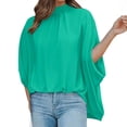 thumbnail image 1 of Womens Stand Neck Loose Sleeve Short Sleeve Summer Top Loose High And Low Hem Casual Large Shirt Top Womens Long Sleeve Tops Sun Shirt, 1 of 8