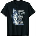 thumbnail image 1 of Womens Stand Up For What You Believe Wolf Man Mental Health T-Shirt Black, 1 of 5
